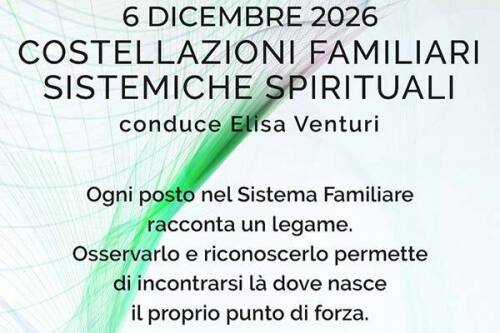 Locandina della prossima giornata di costellazioni familiari sistemiche spirituali a Lammari